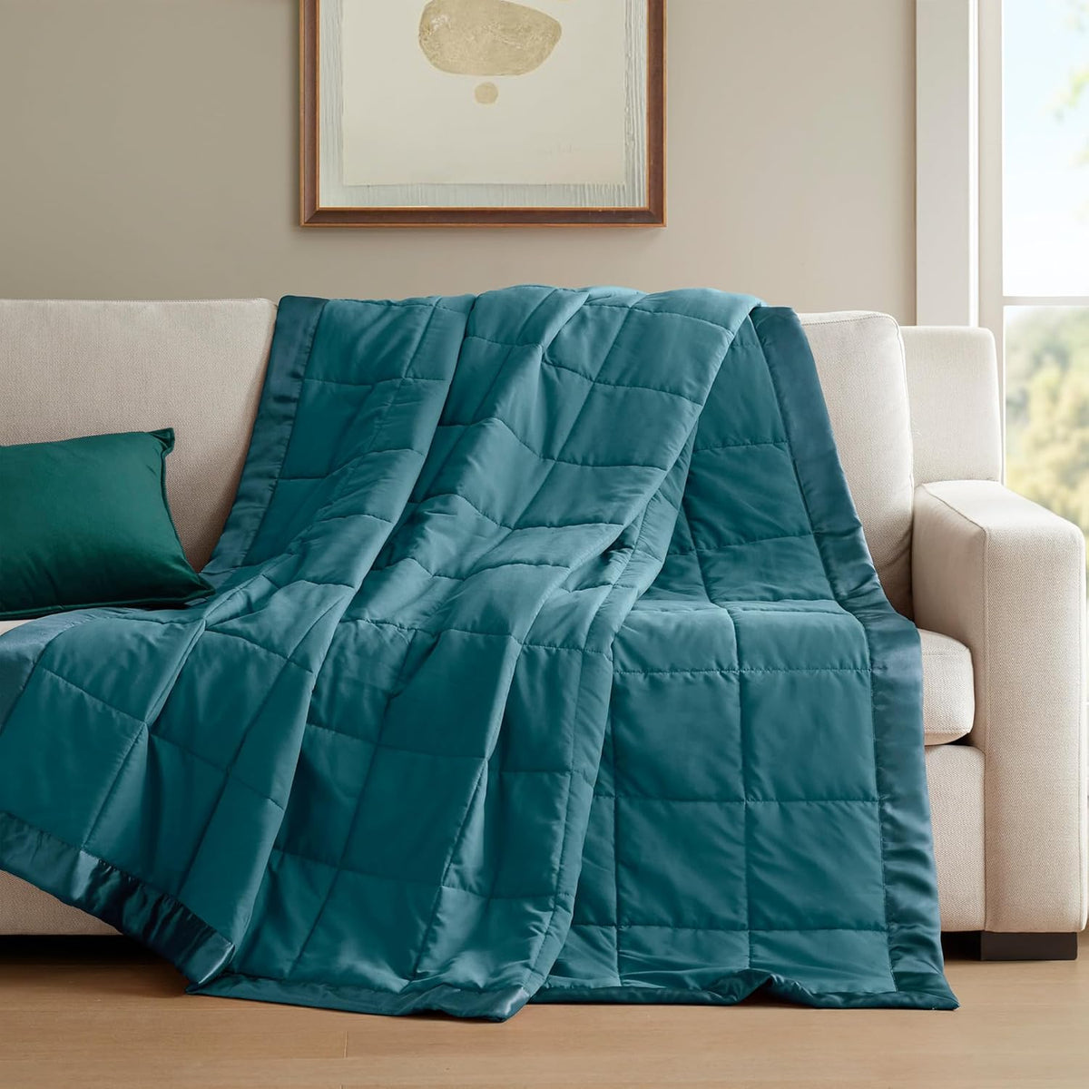 Windom Collection | Down Alternative Blanket with Moisture-Wicking Treatment | Lightweight & Soft Bed Cover for All Seasons, Satin Trim