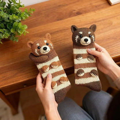 Plush Animal Slipper Socks for Women & Men - Cozy Fleece-Lined Winter Floor Socks with Non-Slip Grips
