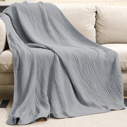 Soft Cotton Muslin Throw Blanket - Lightweight All-Season Comfort for Couch, Bed & Living Room - Hypoallergenic Breathable Fabric