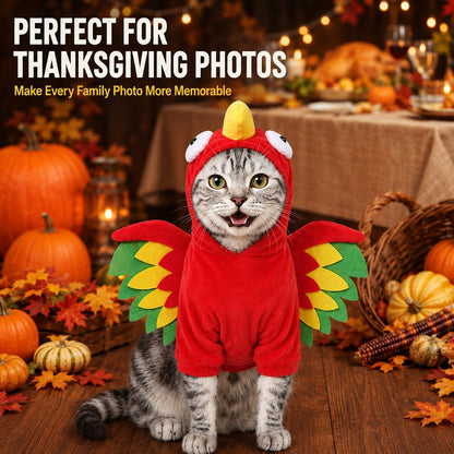 Ortekor Halloween Turkey Costume for Dogs & Cats - One-Piece Hooded Pet Outfit for Parties & Photos