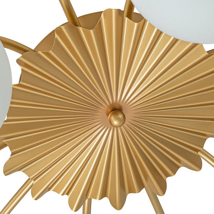 12-Light Semi-Flush Ceiling Fixture Brass Finish Opal Globe Shades 39-Inch Width Dimmable Chandelier for Dining Room Living Room Entryway Mo