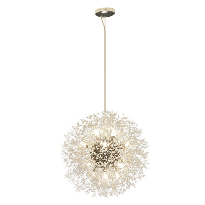 Starburst Crystal Chandelier 31.5 Inch Metal Brass Chrome Adjustable Height Dining Room Entryway Ceiling Light Fixture with G9 Sockets