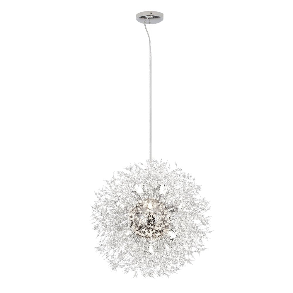 Starburst Crystal Chandelier 31.5 Inch Metal Brass Chrome Adjustable Height Dining Room Entryway Ceiling Light Fixture with G9 Sockets