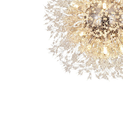 Starburst Crystal Chandelier 31.5 Inch Metal Brass Chrome Adjustable Height Dining Room Entryway Ceiling Light Fixture with G9 Sockets