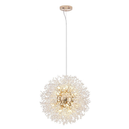 Starburst Crystal Chandelier 31.5 Inch Metal Brass Chrome Adjustable Height Dining Room Entryway Ceiling Light Fixture with G9 Sockets