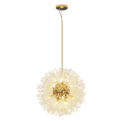 Starburst Crystal Chandelier 31.5 Inch Metal Brass Chrome Adjustable Height Dining Room Entryway Ceiling Light Fixture with G9 Sockets