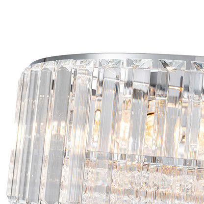 Flush Mount Light Fixture Crystal Accents 3-Bulb Dimmable 14 in Diameter Low Profile for Bedroom Hallway Entry Modern Overhead Lighting Meta