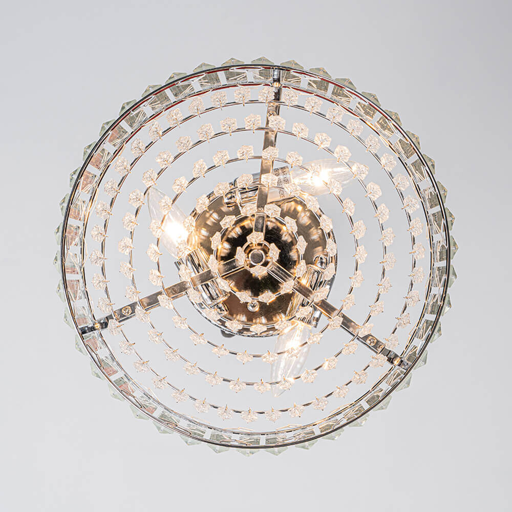 Flush Mount Light Fixture Crystal Accents 3-Bulb Dimmable 14 in Diameter Low Profile for Bedroom Hallway Entry Modern Overhead Lighting Meta