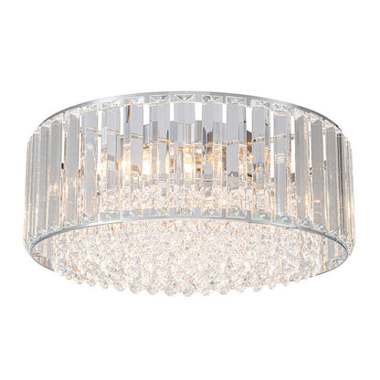 Flush Mount Light Fixture Crystal Accents 3-Bulb Dimmable 14 in Diameter Low Profile for Bedroom Hallway Entry Modern Overhead Lighting Meta