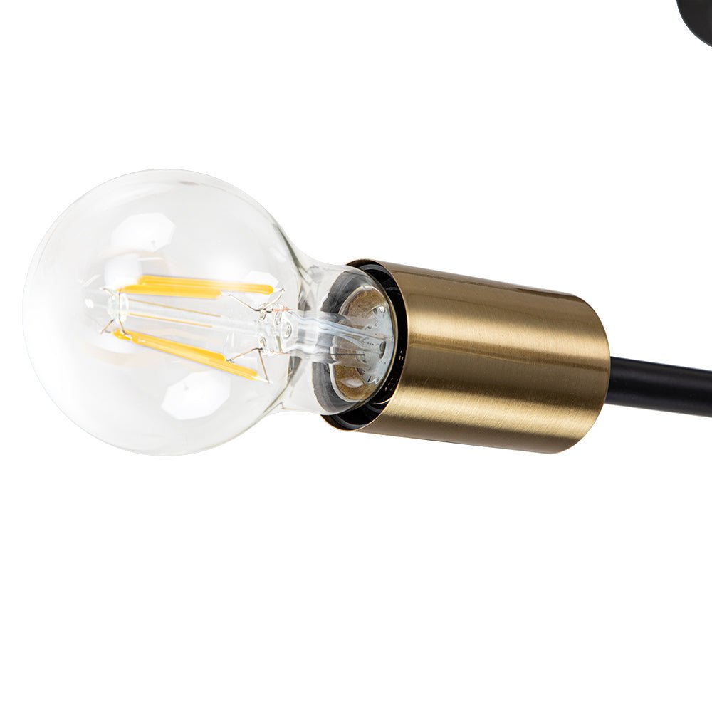 Semi-Flush Sputnik Ceiling Light with Adjustable Multi-Arm Design in Black Metal – Modern Ambient Fixture for Living Rooms, Dining Areas, Be