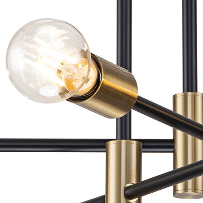 Semi-Flush Sputnik Ceiling Light with Adjustable Multi-Arm Design in Black Metal – Modern Ambient Fixture for Living Rooms, Dining Areas, Be