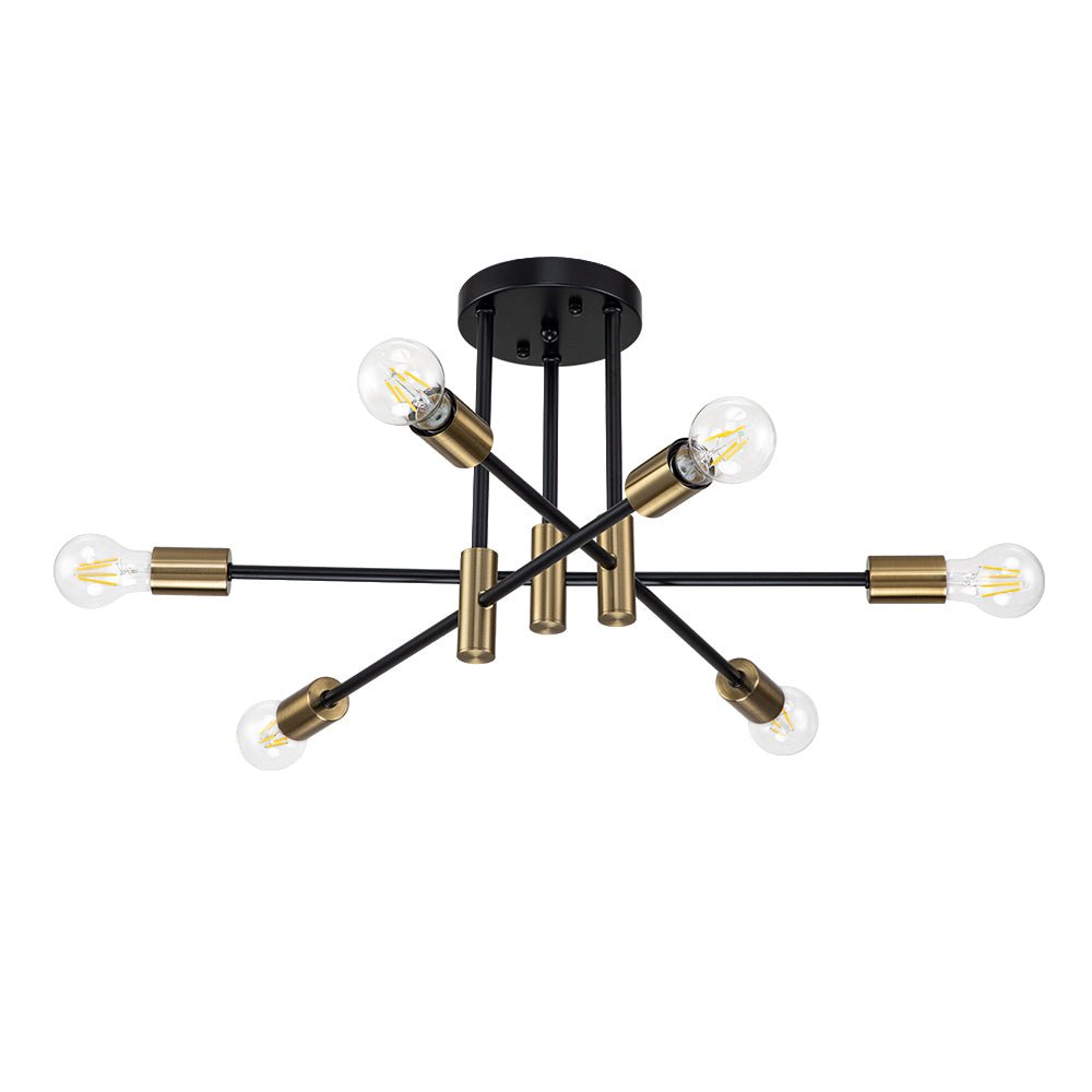 Semi-Flush Sputnik Ceiling Light with Adjustable Multi-Arm Design in Black Metal – Modern Ambient Fixture for Living Rooms, Dining Areas, Be