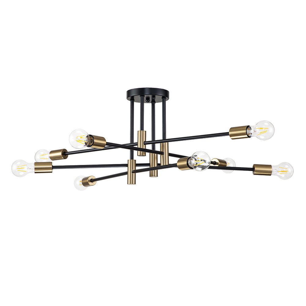 Semi-Flush Sputnik Ceiling Light with Adjustable Multi-Arm Design in Black Metal – Modern Ambient Fixture for Living Rooms, Dining Areas, Be