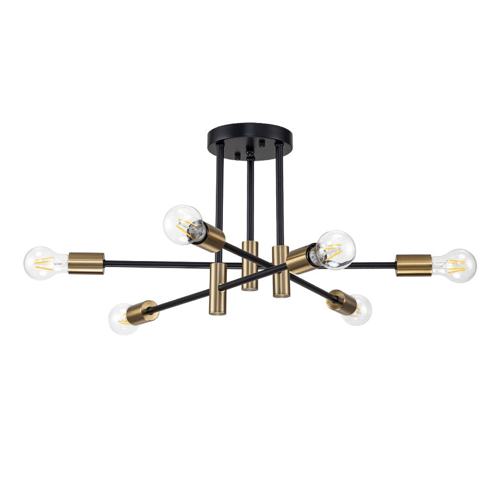 Semi-Flush Sputnik Ceiling Light with Adjustable Multi-Arm Design in Black Metal – Modern Ambient Fixture for Living Rooms, Dining Areas, Be