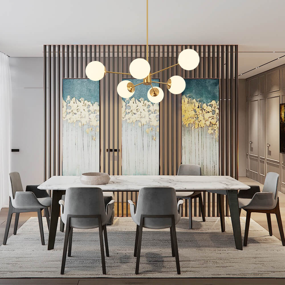 Multi-Globe Pendant Light with Adjustable Height 35 in Wide Opal Glass Ceiling Fixture for Dining Room Kitchen Island Living Room Dimmable H