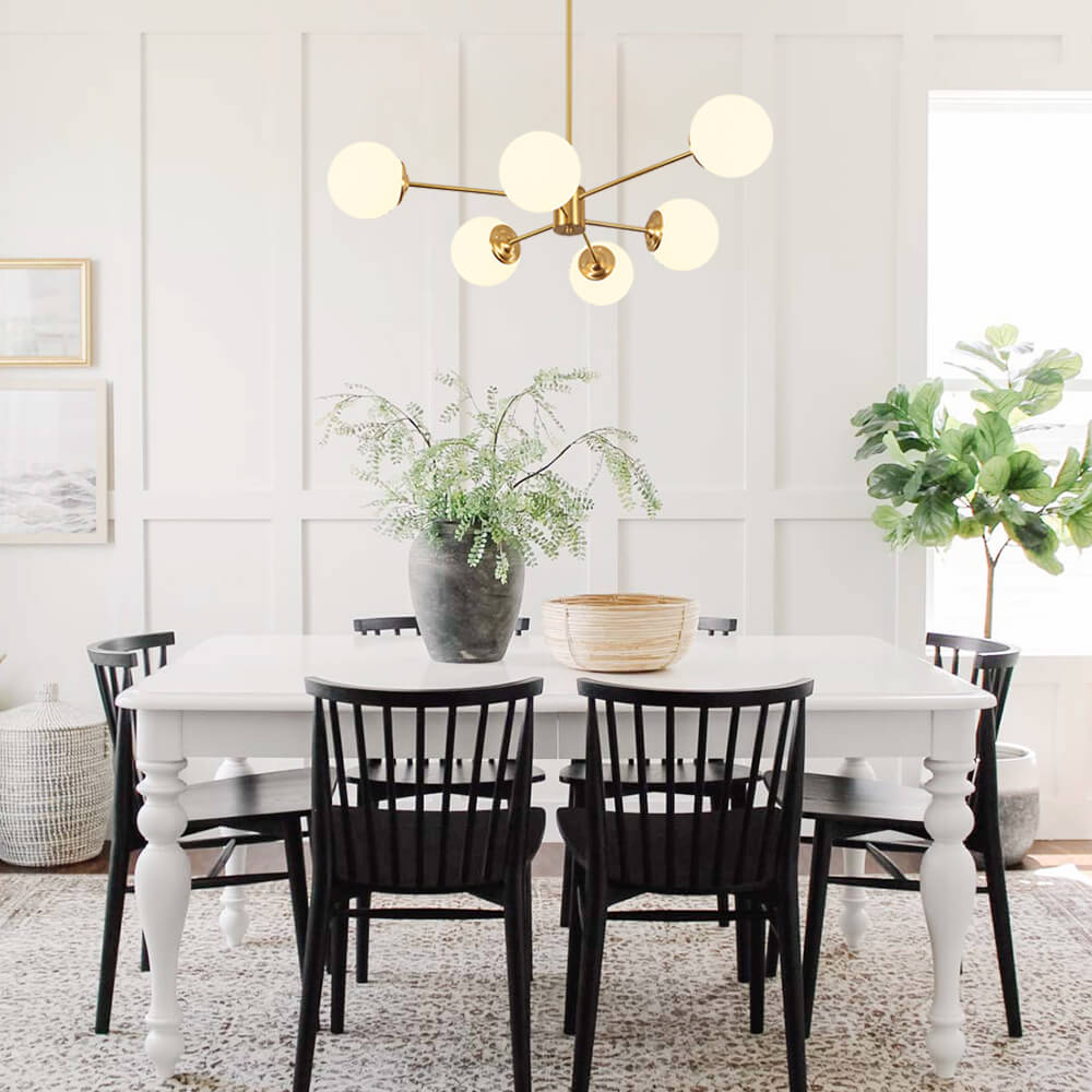 Multi-Globe Pendant Light with Adjustable Height 35 in Wide Opal Glass Ceiling Fixture for Dining Room Kitchen Island Living Room Dimmable H