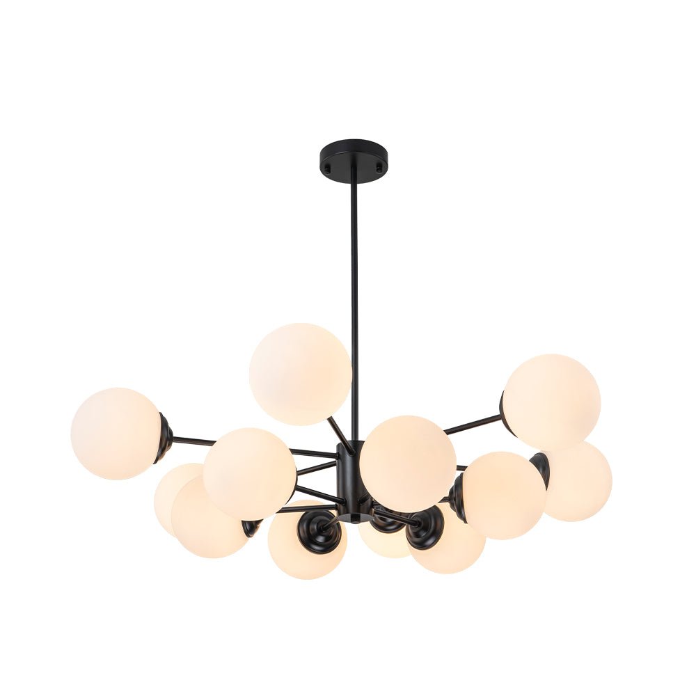 Multi-Globe Pendant Light with Adjustable Height 35 in Wide Opal Glass Ceiling Fixture for Dining Room Kitchen Island Living Room Dimmable H
