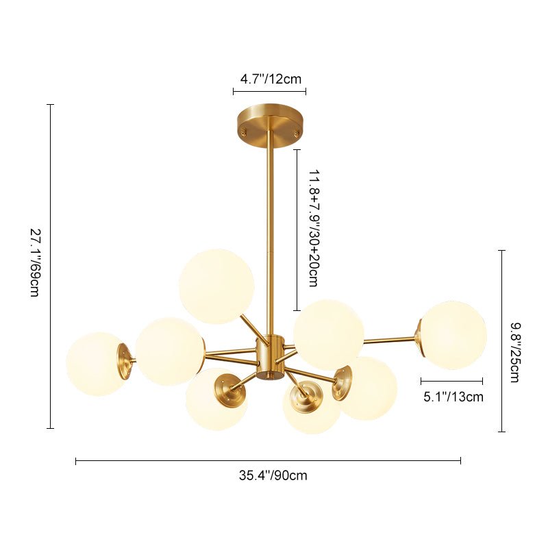 Multi-Globe Pendant Light with Adjustable Height 35 in Wide Opal Glass Ceiling Fixture for Dining Room Kitchen Island Living Room Dimmable H