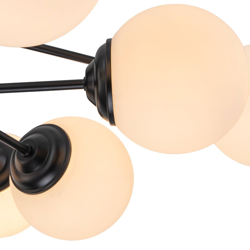 Multi-Globe Pendant Light with Adjustable Height 35 in Wide Opal Glass Ceiling Fixture for Dining Room Kitchen Island Living Room Dimmable H