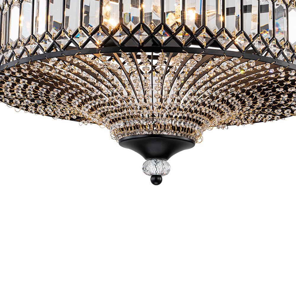 Sparkling Drum Flush Mount Light 20 in Round Crystal Ceiling Fixture Dimmable 6-Light for Bedroom Living Room