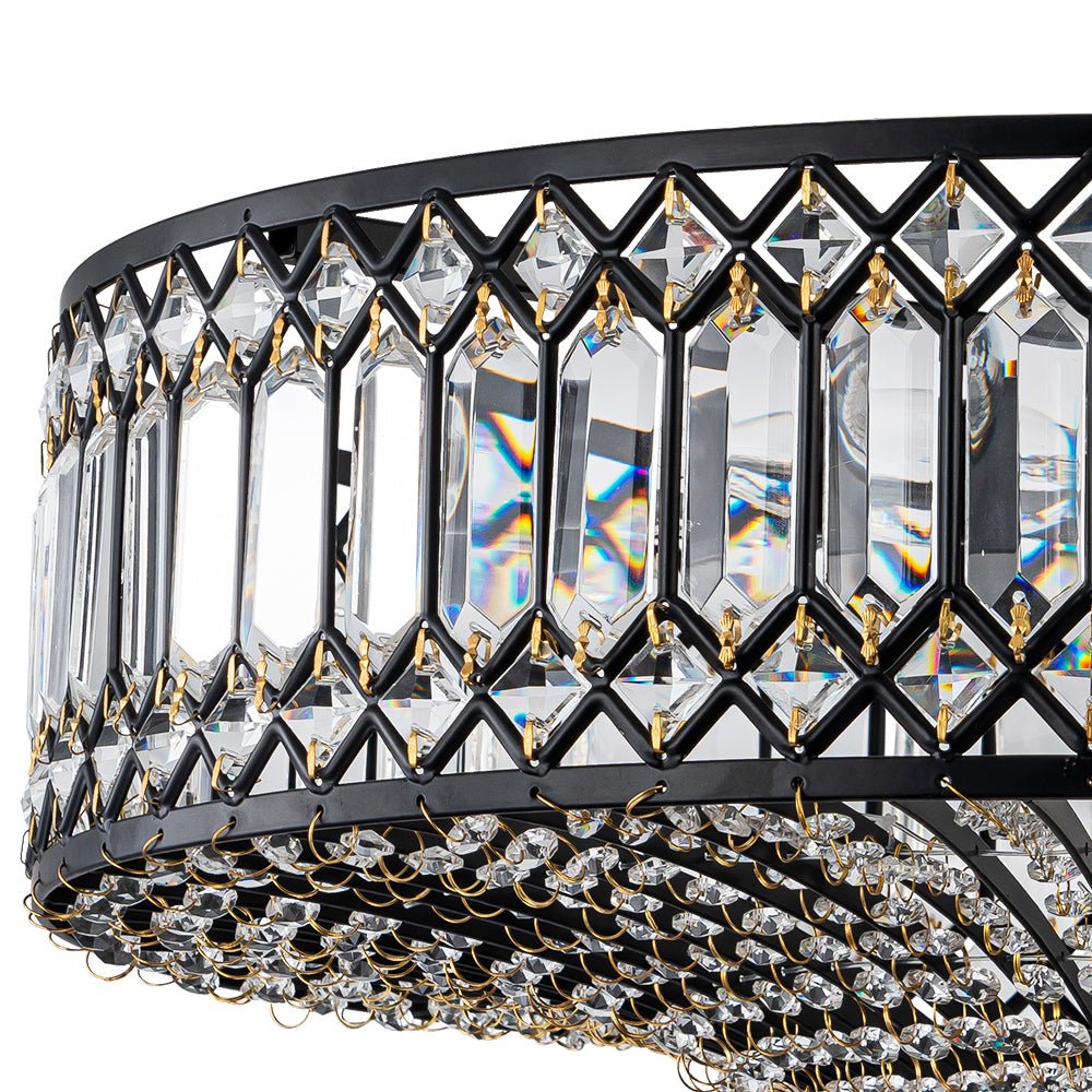 Sparkling Drum Flush Mount Light 20 in Round Crystal Ceiling Fixture Dimmable 6-Light for Bedroom Living Room