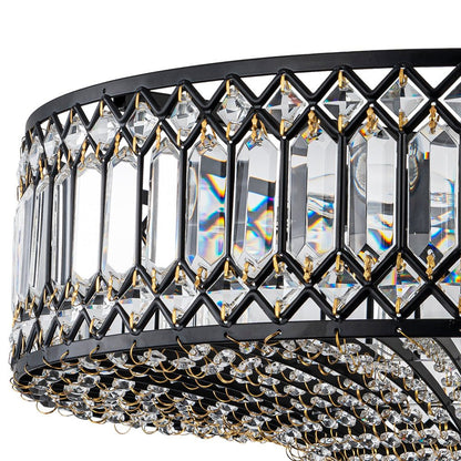 Sparkling Drum Flush Mount Light 20 in Round Crystal Ceiling Fixture Dimmable 6-Light for Bedroom Living Room