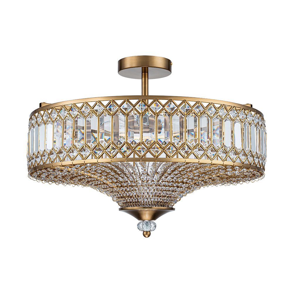 Sparkling Drum Flush Mount Light 20 in Round Crystal Ceiling Fixture Dimmable 6-Light for Bedroom Living Room