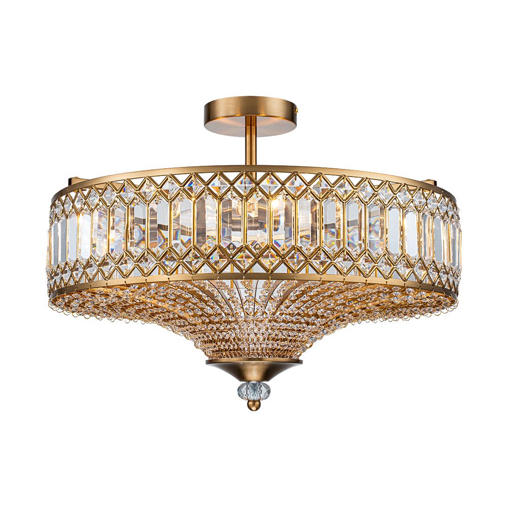Sparkling Drum Flush Mount Light 20 in Round Crystal Ceiling Fixture Dimmable 6-Light for Bedroom Living Room