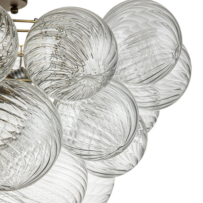 Three-Globe Semi-Flush Mount Light Fixture 21 in Textured Glass Spheres for Bathroom Bedroom Living Room Ambient Overhead Lighting E14 Socke