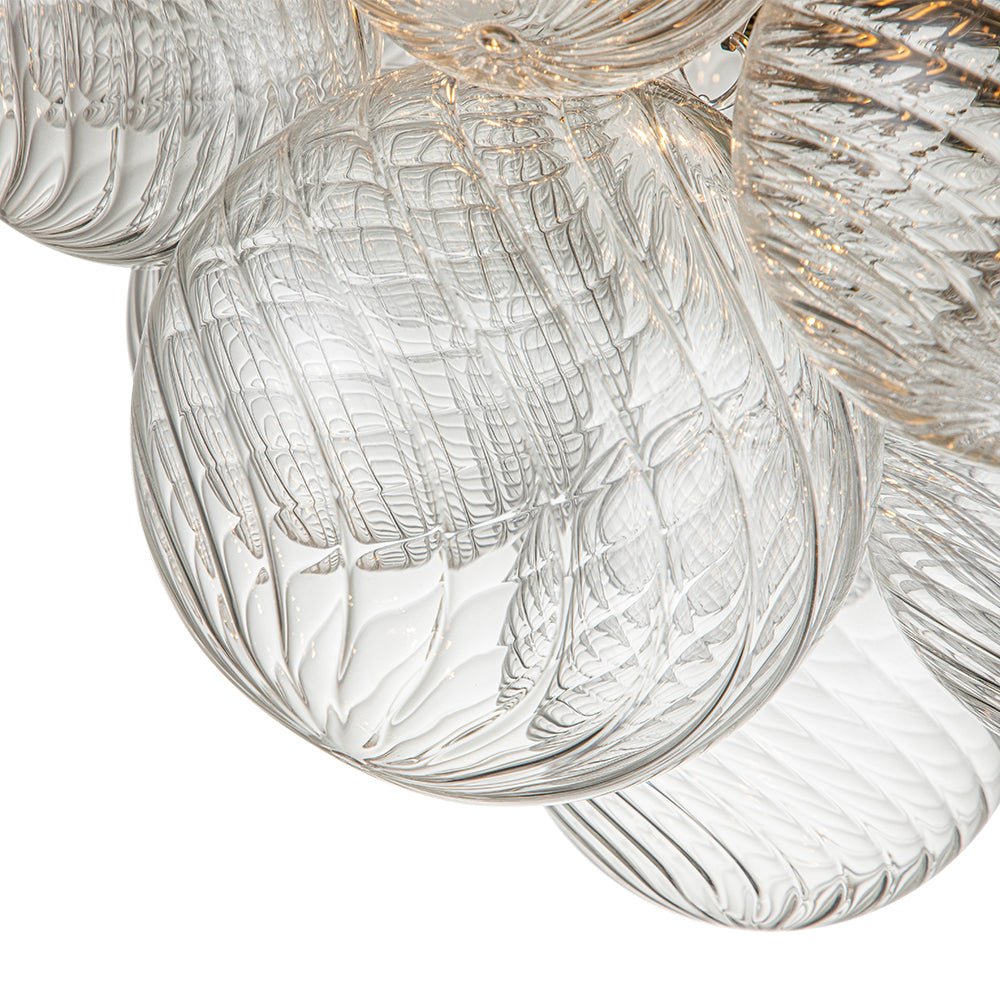 Three-Globe Semi-Flush Mount Light Fixture 21 in Textured Glass Spheres for Bathroom Bedroom Living Room Ambient Overhead Lighting E14 Socke