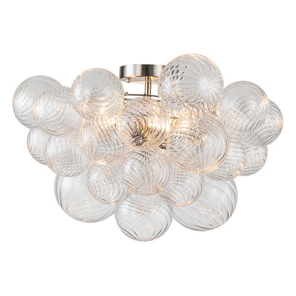 Three-Globe Semi-Flush Mount Light Fixture 21 in Textured Glass Spheres for Bathroom Bedroom Living Room Ambient Overhead Lighting E14 Socke