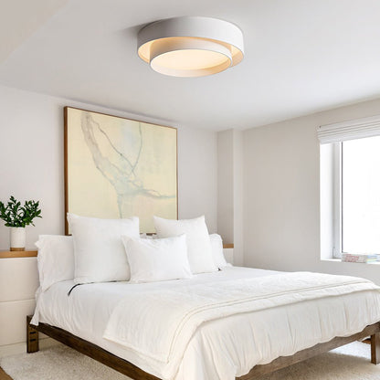 LED Flush Mount Ceiling Light 15 inch Round Metal Low Profile Fixture for Bedrooms Living Rooms Kitchens 1260 Lumens Energy Efficient Contem