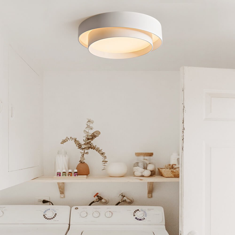 LED Flush Mount Ceiling Light 15 inch Round Metal Low Profile Fixture for Bedrooms Living Rooms Kitchens 1260 Lumens Energy Efficient Contem