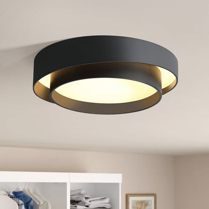 LED Flush Mount Ceiling Light 15 inch Round Metal Low Profile Fixture for Bedrooms Living Rooms Kitchens 1260 Lumens Energy Efficient Contem