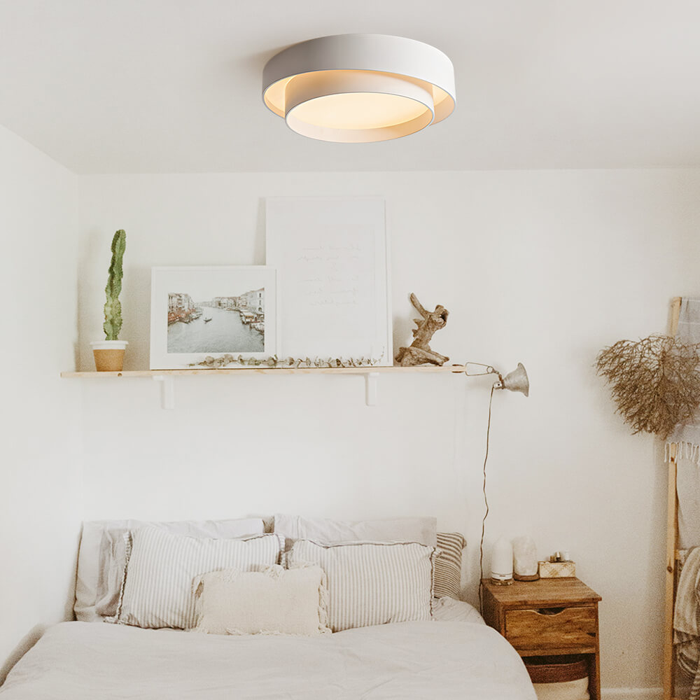 LED Flush Mount Ceiling Light 15 inch Round Metal Low Profile Fixture for Bedrooms Living Rooms Kitchens 1260 Lumens Energy Efficient Contem