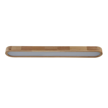 Oval LED Flush Mount Ceiling Light with Wood-Look Frame 37 in Dimmable Kitchen & Living Room Remote Fixture