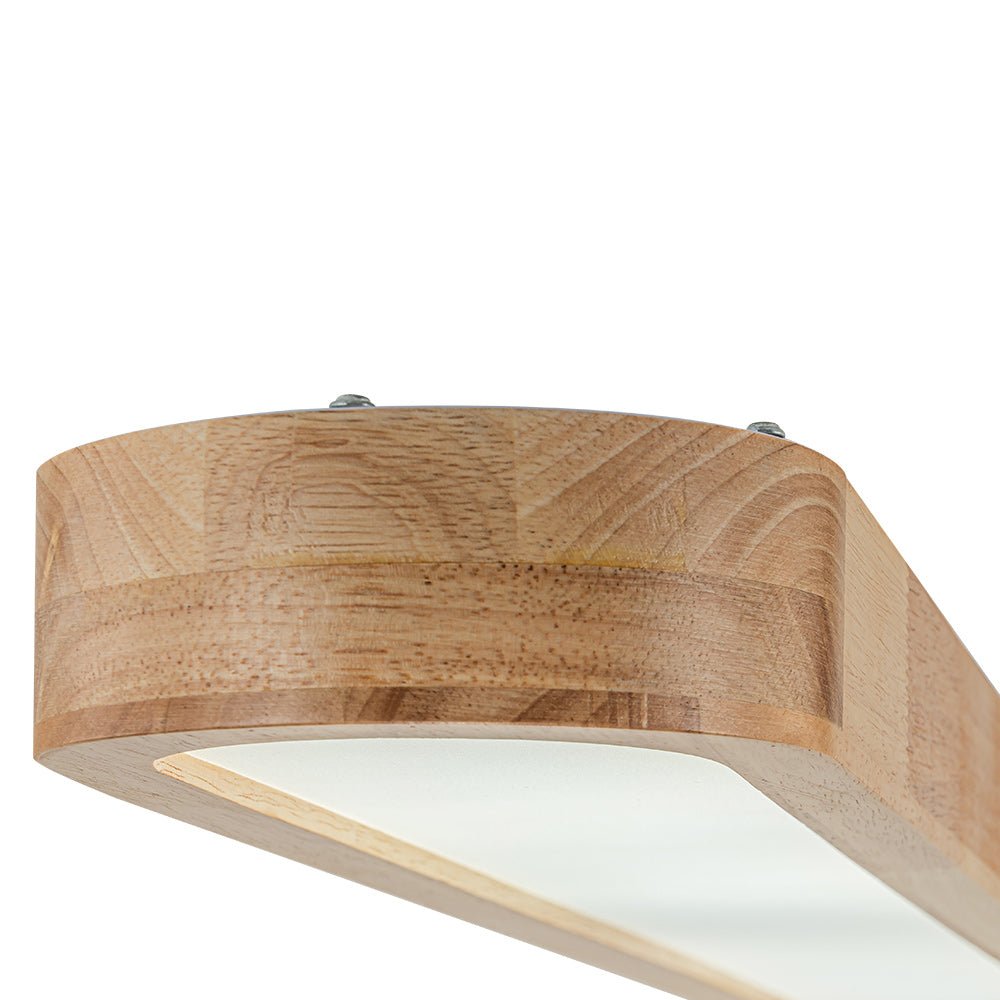 Oval LED Flush Mount Ceiling Light with Wood-Look Frame 37 in Dimmable Kitchen & Living Room Remote Fixture