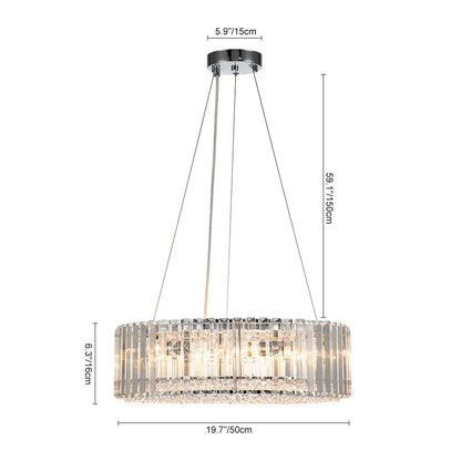 Six-Light Hanging Fixture with Faceted Crystals & Metal Frame for Dining Rooms, Entryways & Living Spaces – Adjustable Height, E14 Base, Gla