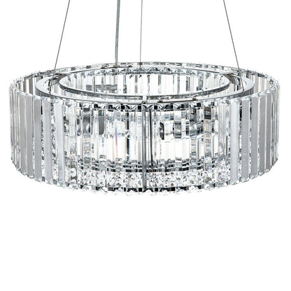 Six-Light Hanging Fixture with Faceted Crystals & Metal Frame for Dining Rooms, Entryways & Living Spaces – Adjustable Height, E14 Base, Gla