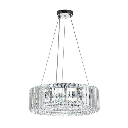 Six-Light Hanging Fixture with Faceted Crystals & Metal Frame for Dining Rooms, Entryways & Living Spaces – Adjustable Height, E14 Base, Gla