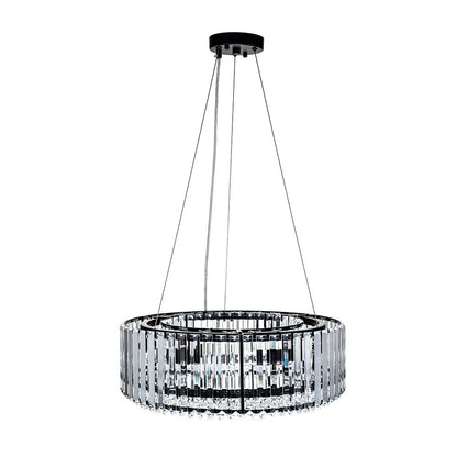 Six-Light Hanging Fixture with Faceted Crystals & Metal Frame for Dining Rooms, Entryways & Living Spaces – Adjustable Height, E14 Base, Gla