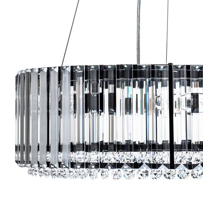 Six-Light Hanging Fixture with Faceted Crystals & Metal Frame for Dining Rooms, Entryways & Living Spaces – Adjustable Height, E14 Base, Gla