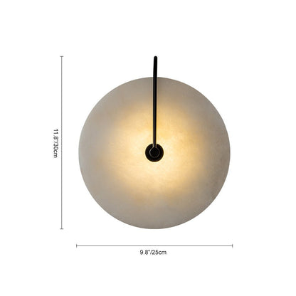 Modern Sconce Light with Circular Marble-Look Shade 5W LED Black & White for Bedrooms Hallways Living Rooms Mid-Century Accent Lighting