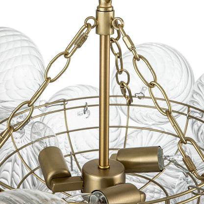 Multi-Globe Glass Chandelier Brass Finish Adjustable Height Ceiling Light for Dining Room Kitchen Island Modern Sphere Lighting Fixture 3 or