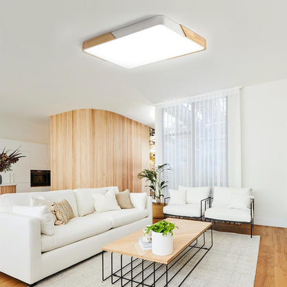 Flush-Mount LED Ceiling Light with Adjustable Brightness & Color Temperature – Modern Rectangular Fixture for Kitchen, Office, Bedroom &