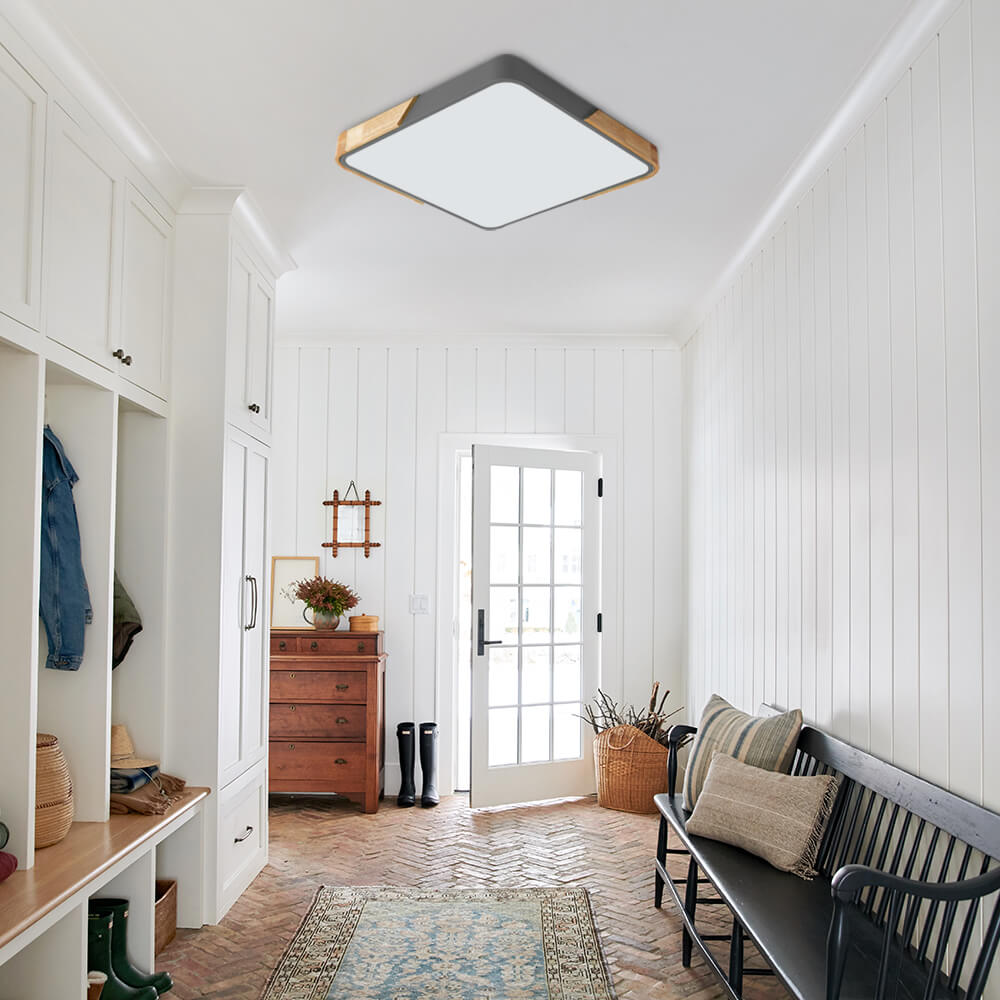 Flush-Mount LED Ceiling Light with Adjustable Brightness & Color Temperature – Modern Rectangular Fixture for Kitchen, Office, Bedroom &