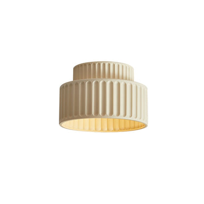 Dimmable Flush Mount Ceiling Light for Bedroom Living Room Ribbed Resin 9 in Scandinavian Japanese Inspired Soft Ambient Overhead Lighting L