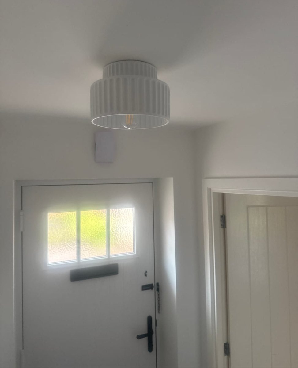 Dimmable Flush Mount Ceiling Light for Bedroom Living Room Ribbed Resin 9 in Scandinavian Japanese Inspired Soft Ambient Overhead Lighting L