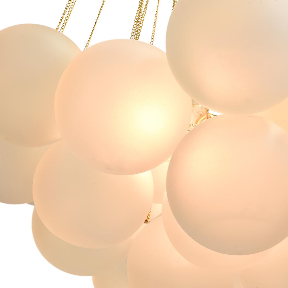 Multi-Sphere Glass Chandelier 31 in Width Adjustable Height for Dining Kitchen Living Room 3-Light Frosted Globe Cluster Overhead Fixture Di