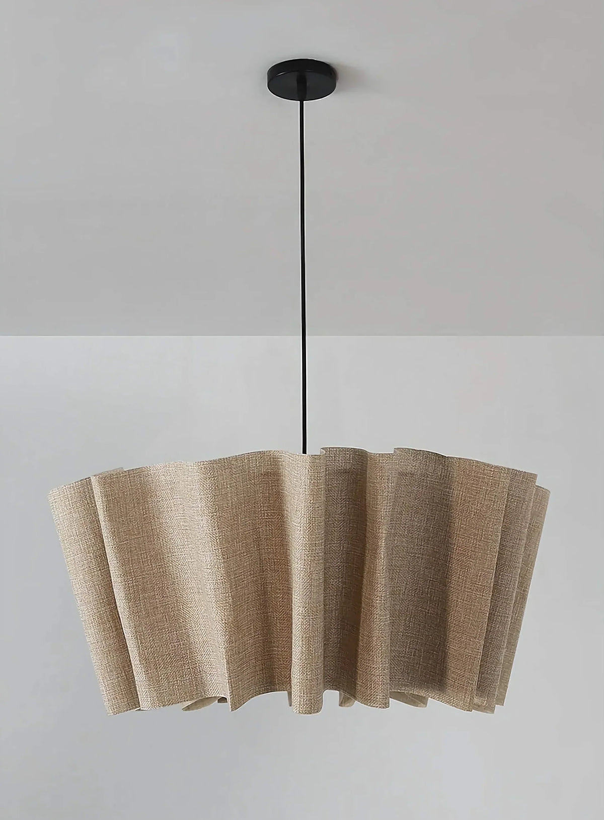 Fabric Drum Pendant Light 16-Inch White Taupe Hanging Fixture E27 Socket Contemporary Dining Room Bedroom Suspended Ceiling Lamp Soft Diffus